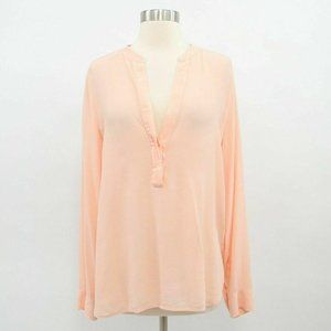 Vince Blouse Shirt Top Womens 12 Peach Apricot Lon